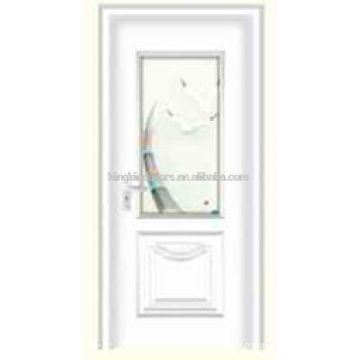 Blanc Simple en bois intérieur porte d’acier avec des dessins de verre JKD-905(E)